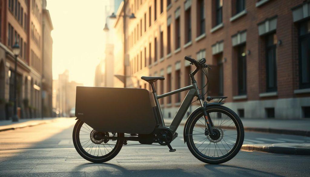 Electric cargo bike used in last-mile delivery and parcel courier operations for efficient urban logistics