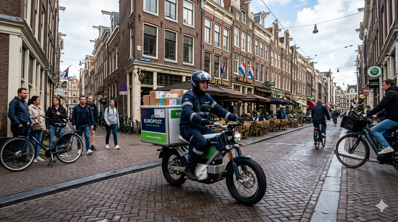 electric delivery motorcycle last mile logistics Europe
