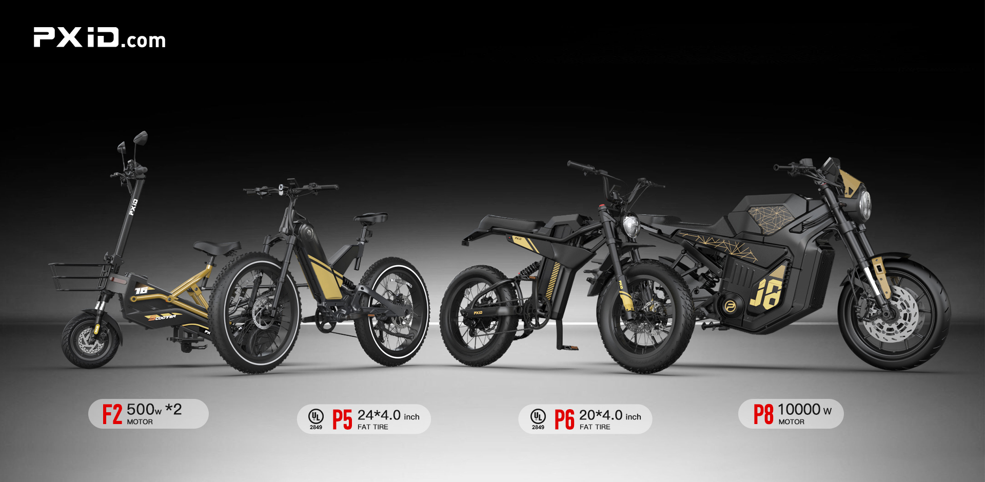 PXID unveils latest E-bikes, electric motorcycles, and electric scooters, attracting international buyer attention.