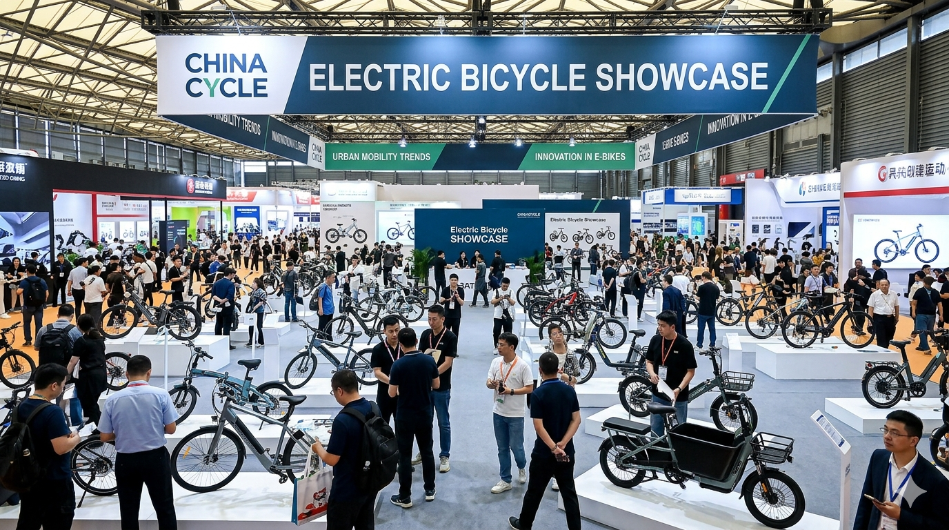 Display of electric bicycles and E-bikes at CHINA CYCLE highlighting urban mobility trends 