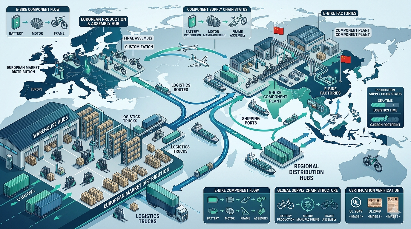 PXID global E-Bike production layout for optimized supply chain and cost efficiency