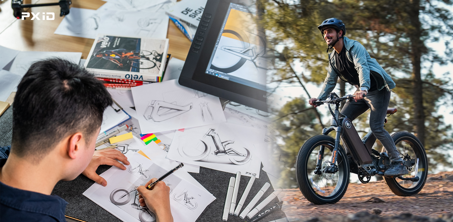 Industrial design workflow for electric bicycles including sketching and 3D modeling for ODM development